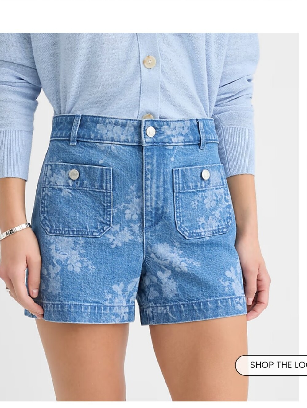 LOFT Palmer Floral Mid Wash Denim Shorts